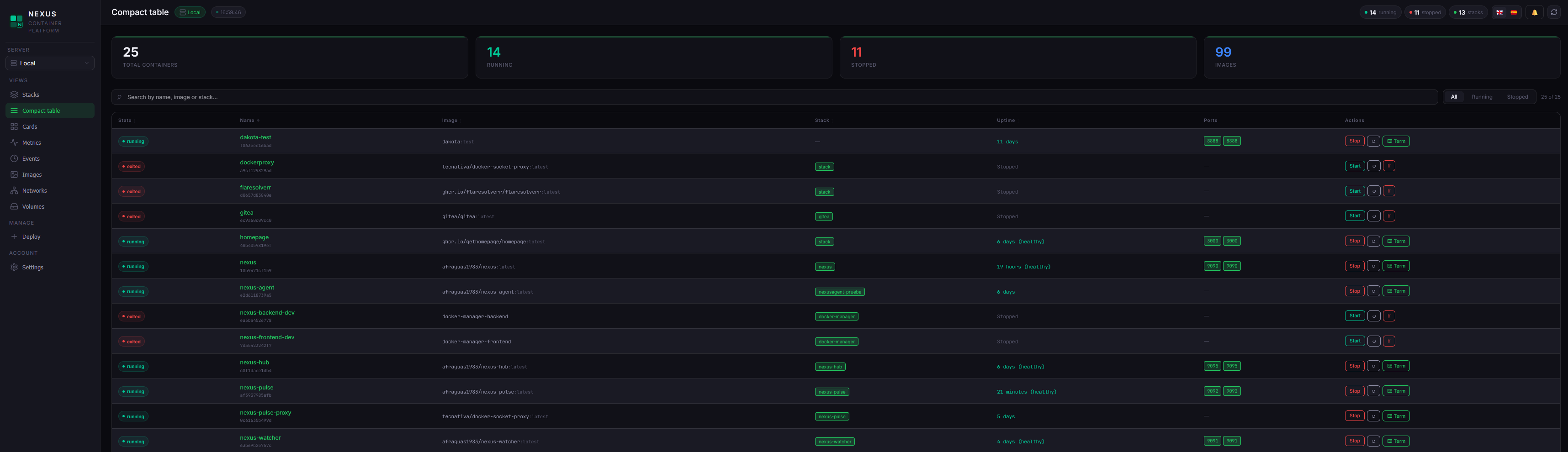 NEXUS Docker management panel
